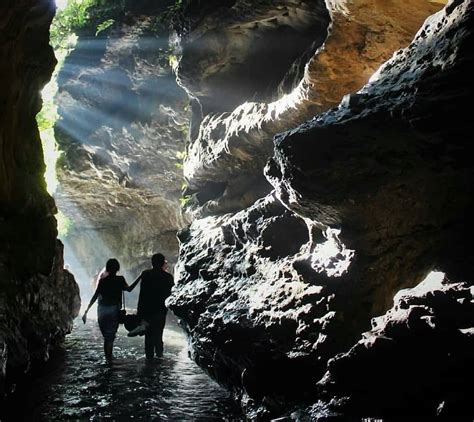 Wading through the stream in Robber's Cave